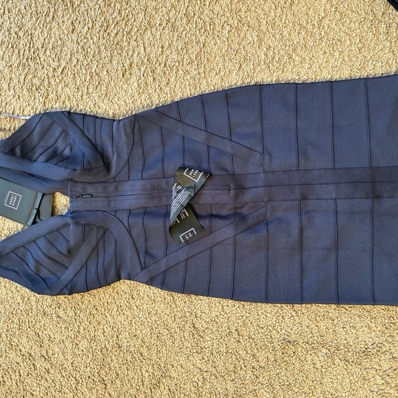 Herve Leger ari steel blue bodycon dress NWT original price 1350$ - Picture 6 of 7